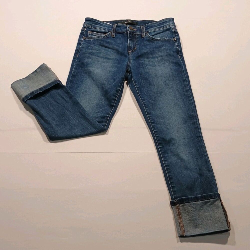 Joes Jeans The Darren Straight Leg Denim Cuffed Crop Jeans Size 24 Dark Wash